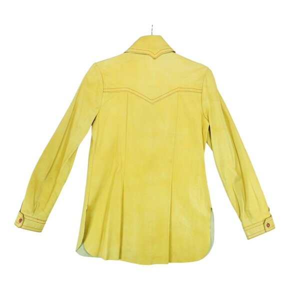 Vintage 70`s MIURA Yellow LEATHER Jacket Size Large Made in England Hard to Find - Picture 2 of 15